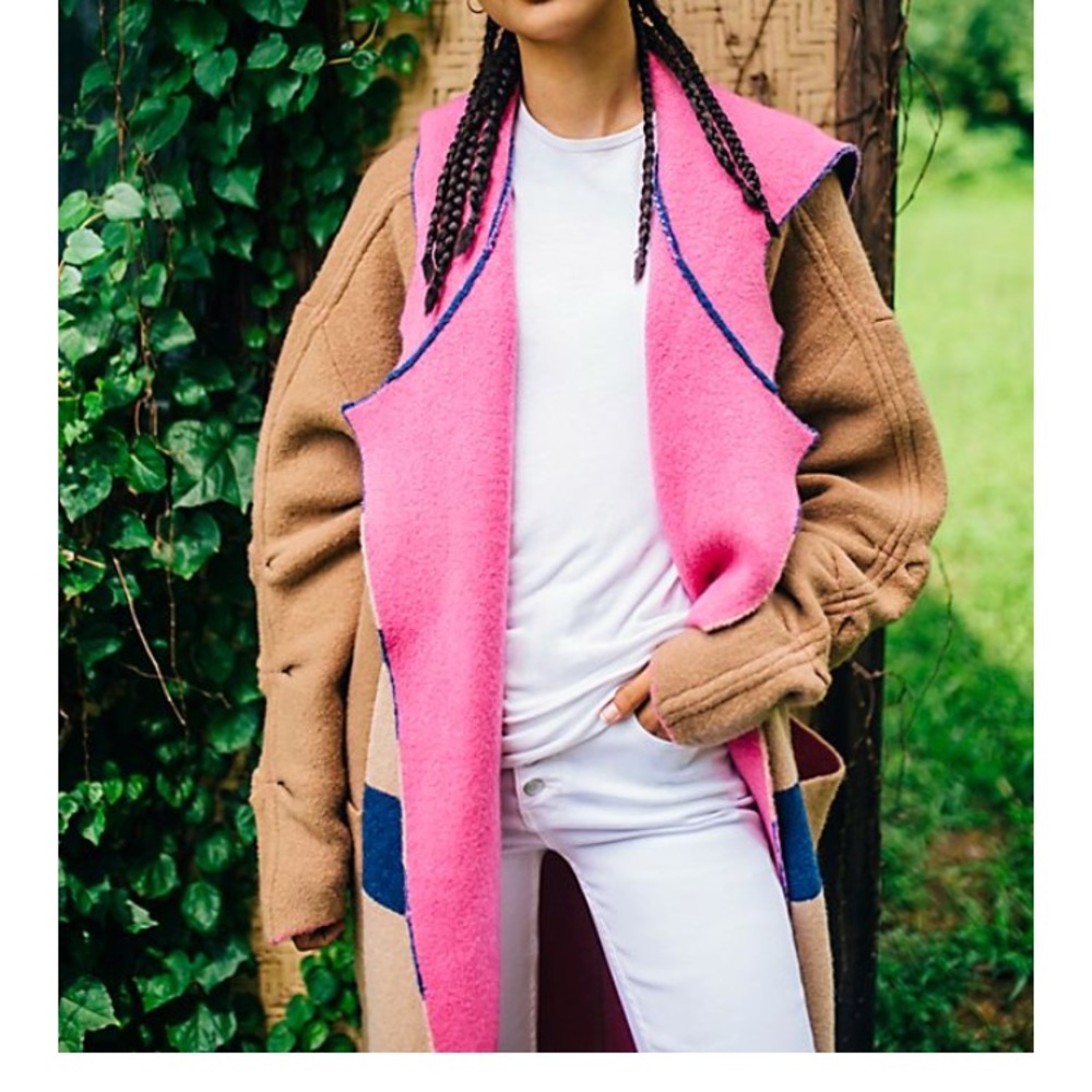 Looking for Free People colorblock tan coat